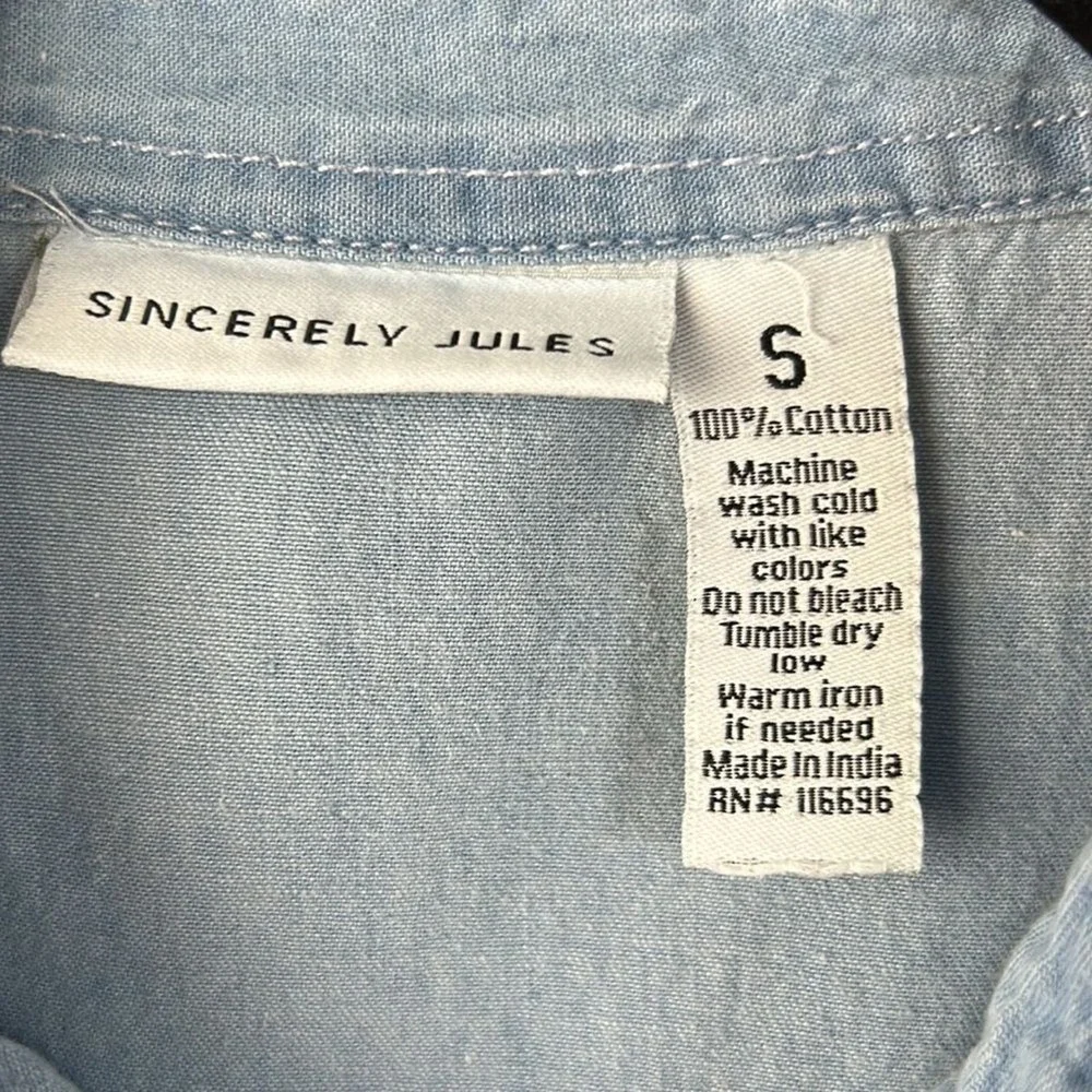 SINCERLY JULES Chambray Denim Utility Jumpsuit Size Small - Picture 4 of 7